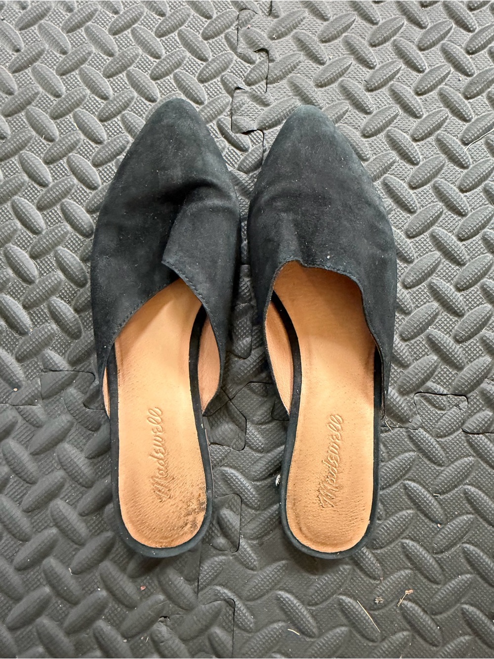 Madewell Black Suede Slip-On Mules